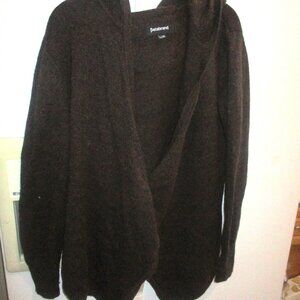 Betabrand Wool blend  Wrap Sweater Size l xl  Brown Hooded Cozy Fall Classic